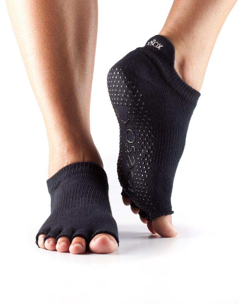 toesox Grip Pilates Barre Socks â€“ Non Slip Scrunch Half Toe for Yoga & Ballet, One Size, Royal - Image 1